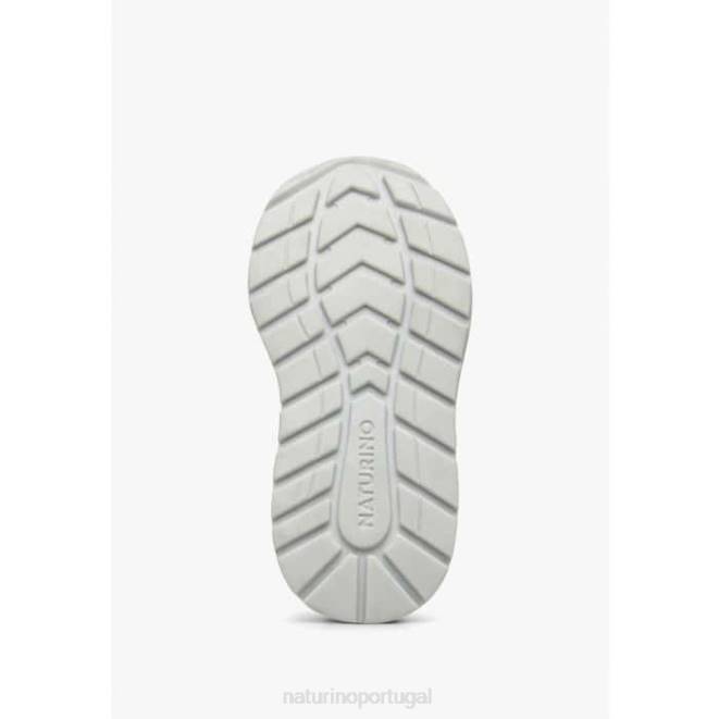 crianças Naturino branco-rosa quelly vl tênis de couro e tecido HTF8449