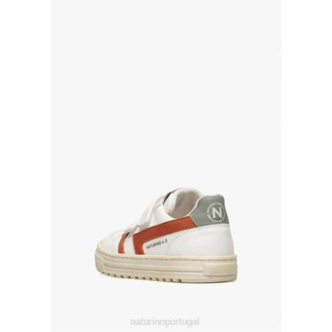 crianças Naturino branco-vermelho ceônia vl. tênis de couro sintético HTF850
