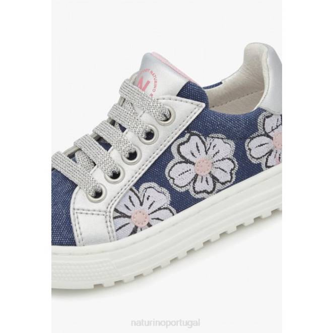 crianças Naturino céu azul-prateado coris 2 zip. tênis de couro e tecido HTF8402