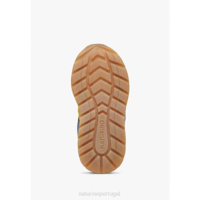 crianças Naturino cinza-amarelo evon vl tênis camurça e tecido HTF8441