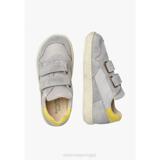 crianças Naturino cinza-amarelo lilox vl tênis camurça e tecido HTF8478