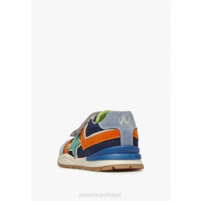 crianças Naturino cinza azulado evon vl tênis camurça e tecido HTF8401