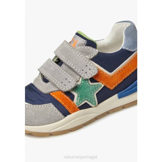 crianças Naturino cinza azulado evon vl tênis camurça e tecido HTF8401