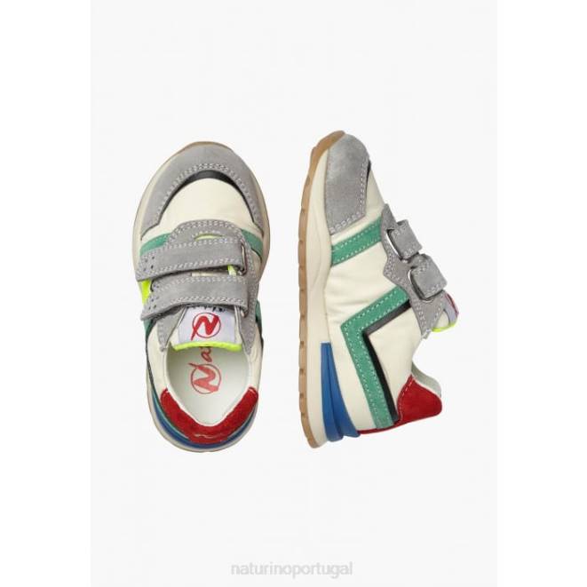 crianças Naturino cinza-creme evon vl tênis camurça e tecido HTF8442