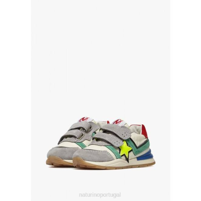 crianças Naturino cinza-creme evon vl tênis camurça e tecido HTF8442