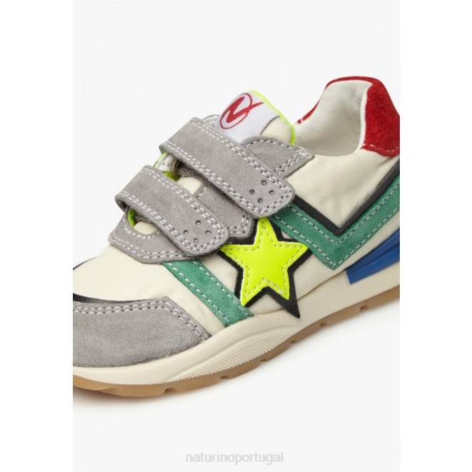 crianças Naturino cinza-creme evon vl tênis camurça e tecido HTF8442