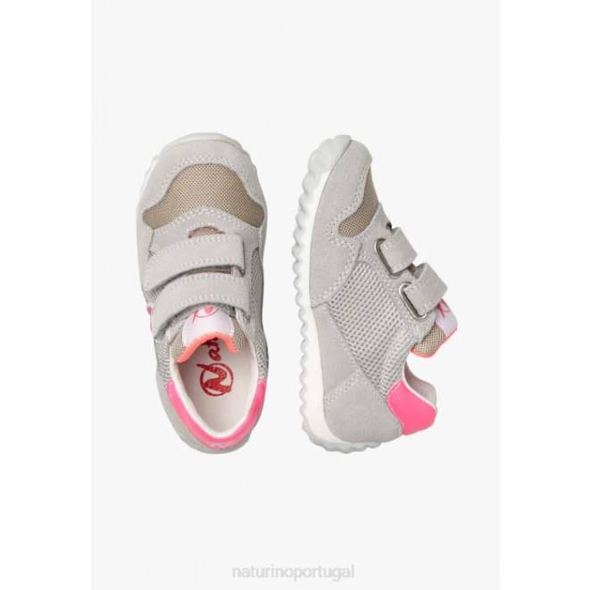 crianças Naturino cinza-fúcsia sammy 2 vl. tênis de couro e tecido HTF8517