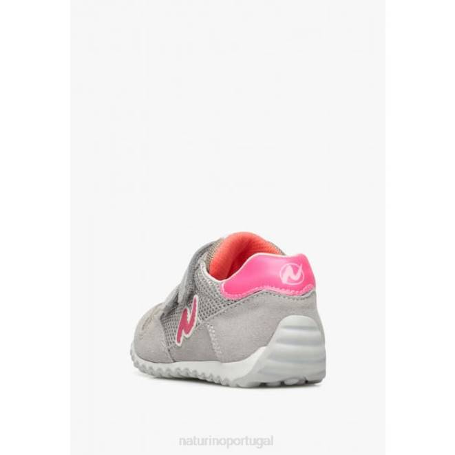 crianças Naturino cinza-fúcsia sammy 2 vl. tênis de couro e tecido HTF8517