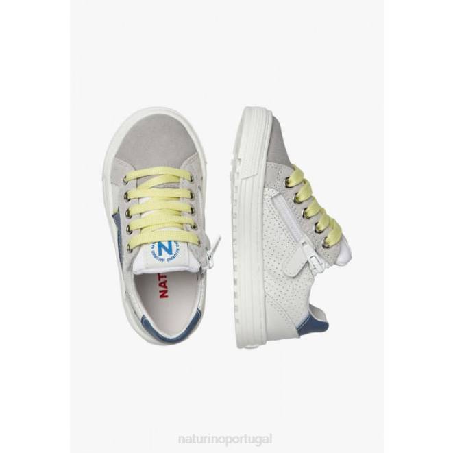 crianças Naturino cinza-fluo verde zip blitz. tênis de couro e camurça HTF8387