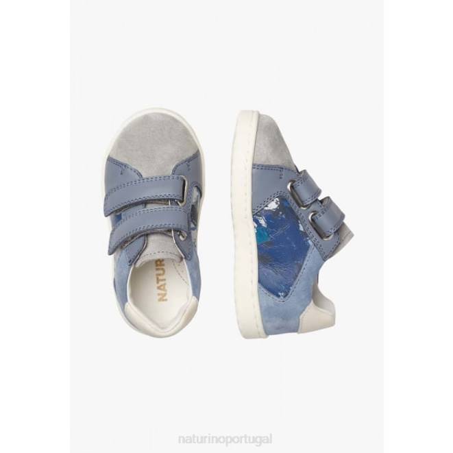 crianças Naturino cinza marinho kozuc vl tênis de couro e camurça HTF8447