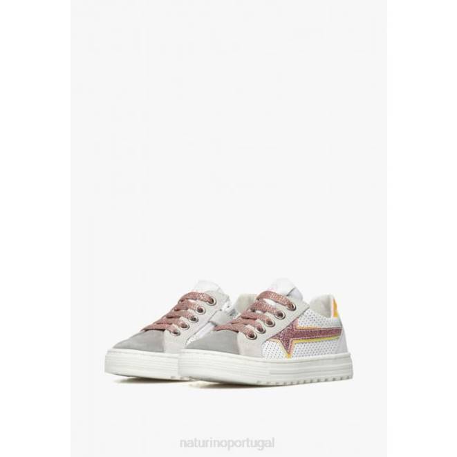 crianças Naturino cinza-rosa zip blitz. tênis de couro e camurça HTF8423
