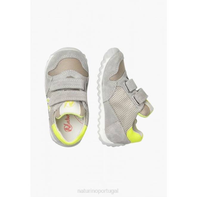 crianças Naturino cinza sammy 2 vl. tênis de couro e tecido HTF8454