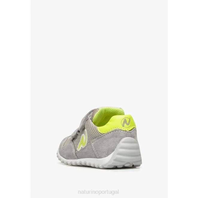 crianças Naturino cinza sammy 2 vl. tênis de couro e tecido HTF8454