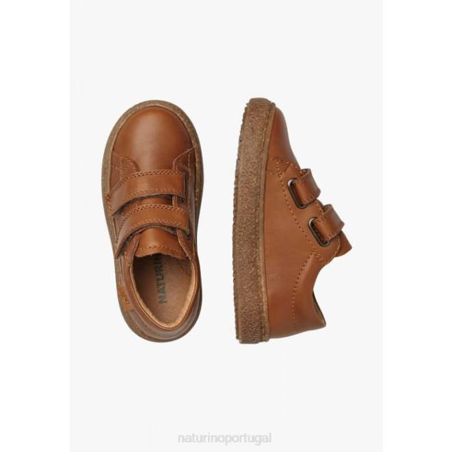 crianças Naturino conhaque carex vl tênis de couro napa HTF8105