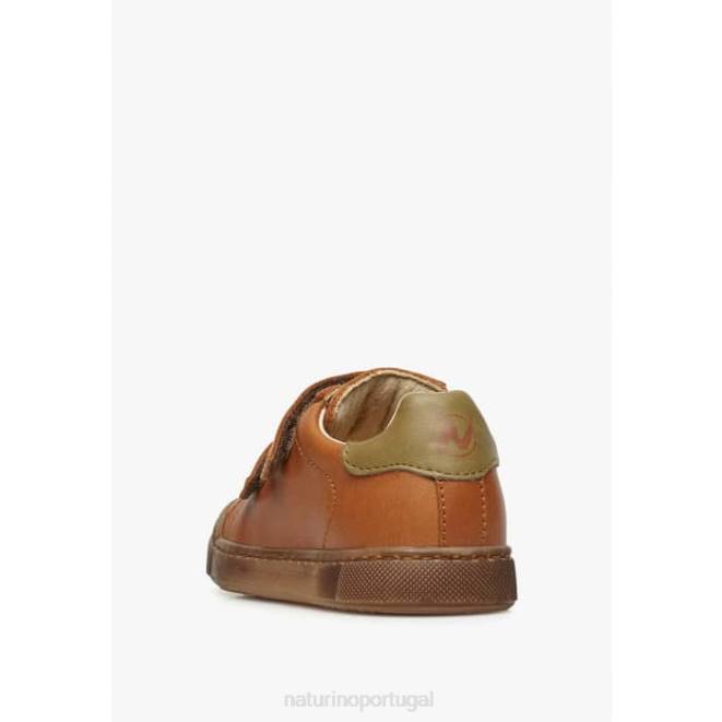 crianças Naturino conhaque eindhoven vl tênis de couro napa HTF8432