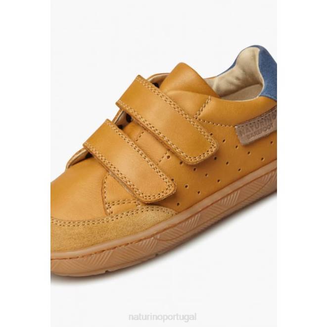 crianças Naturino conhaque koalitos tênis em couro napa e camurça HTF8389