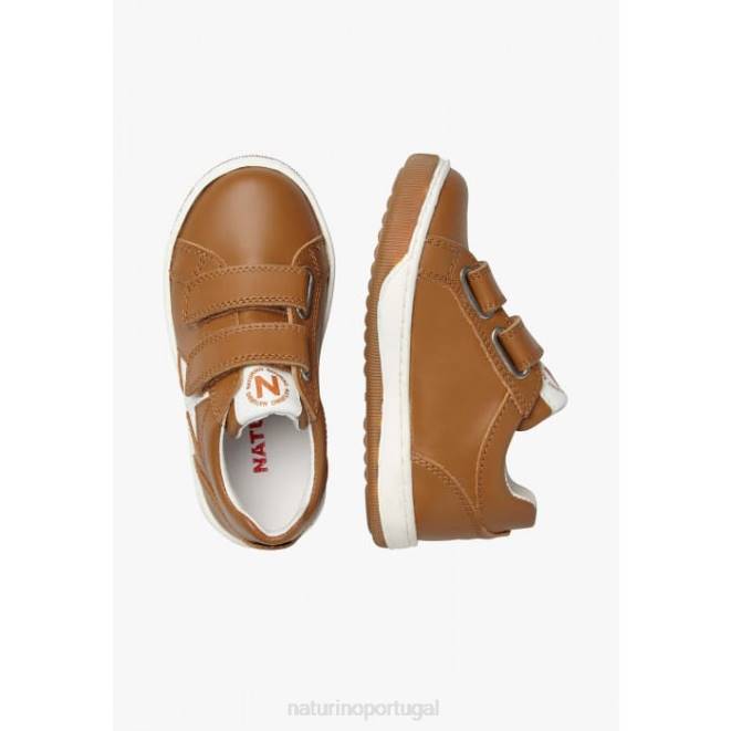 crianças Naturino conhaque mente vl. tênis couro perfurado com estrela HTF8482