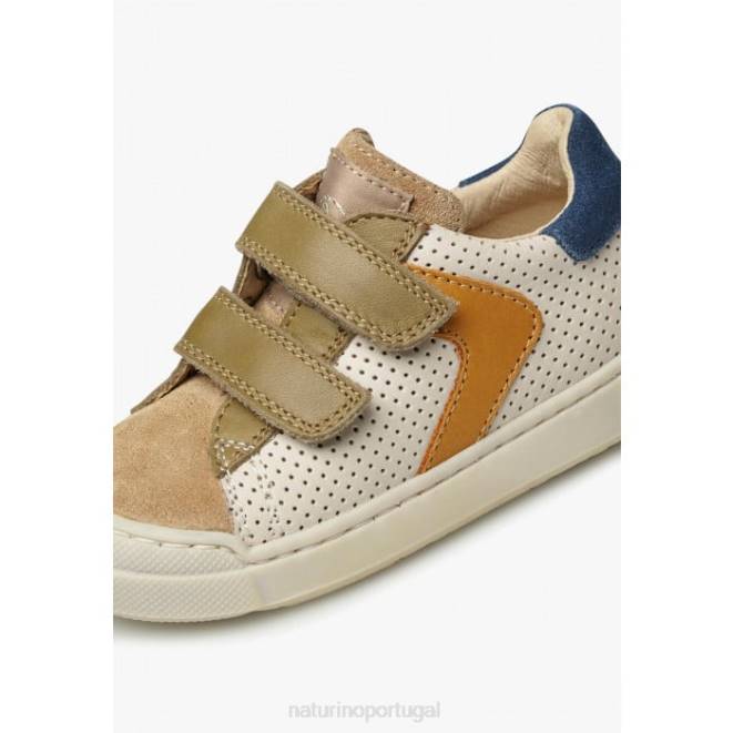 crianças Naturino conhaque-verde escuro clarendon vl tênis de couro napa perfurado e camurça HTF8488