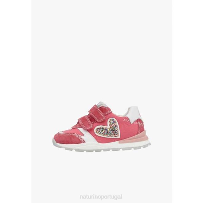 crianças Naturino fúcsia quelly vl tênis de couro e tecido HTF8414