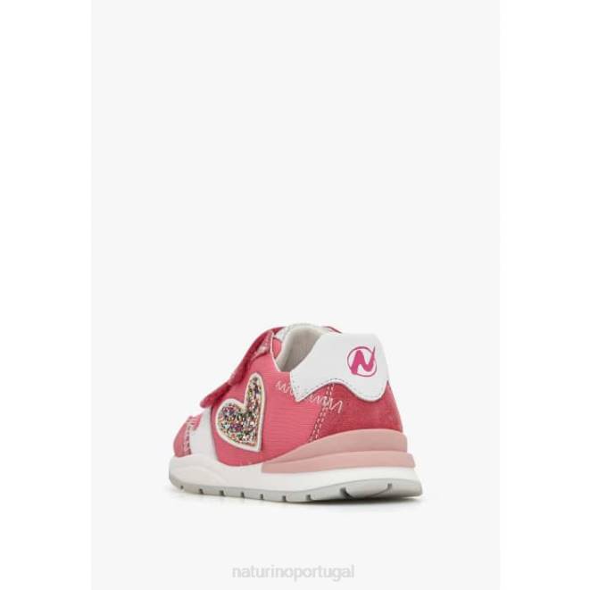 crianças Naturino fúcsia quelly vl tênis de couro e tecido HTF8414