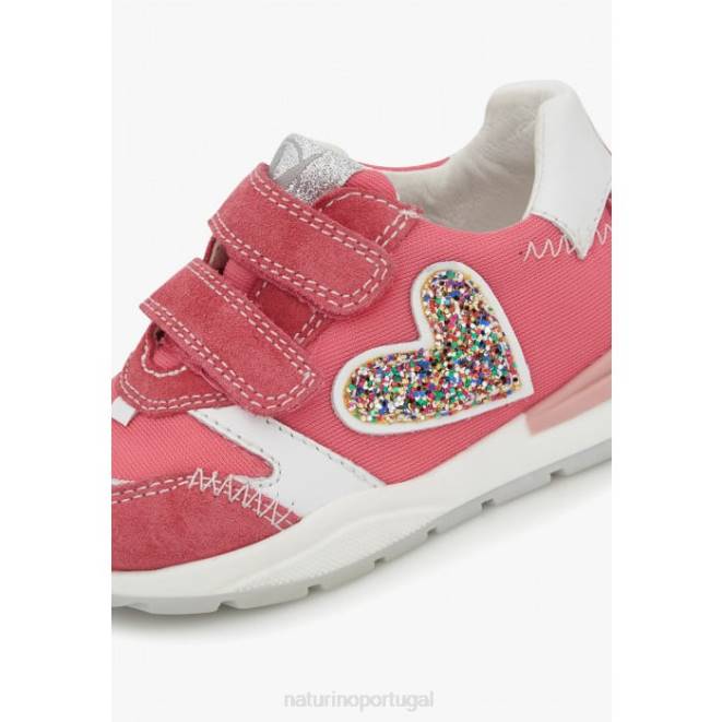 crianças Naturino fúcsia quelly vl tênis de couro e tecido HTF8414