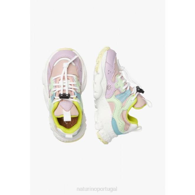crianças Naturino lilás verde yamano 3 júnior. tênis de couro ecológico e tecido técnico HTF835