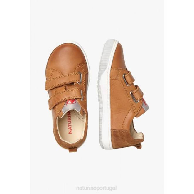 crianças Naturino marrom calebe vl tênis em couro napa e camurça HTF8524