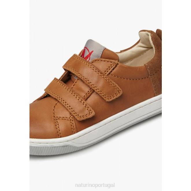 crianças Naturino marrom calebe vl tênis em couro napa e camurça HTF8524