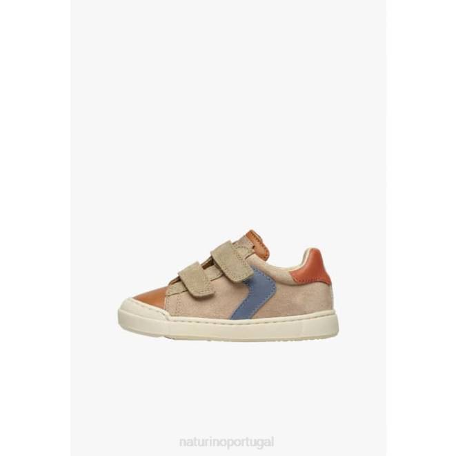 crianças Naturino marrom-pomba cinza clarendon vl tênis de couro e camurça HTF8455