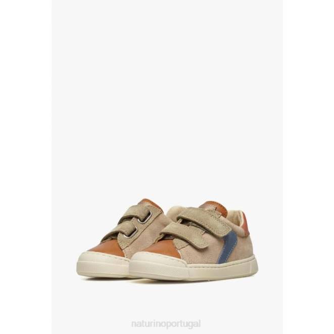 crianças Naturino marrom-pomba cinza clarendon vl tênis de couro e camurça HTF8455