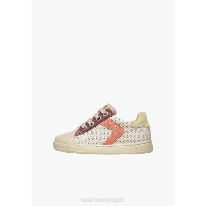 crianças Naturino pó-de-rosa-creme fecho de correr clarendon tênis de couro e camurça HTF8503