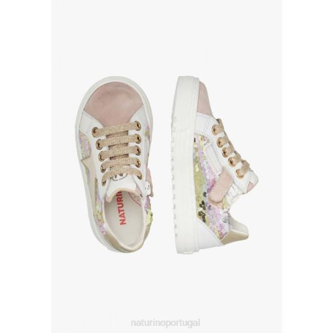 crianças Naturino pó rosa zip blitz. tênis de couro e camurça HTF8383