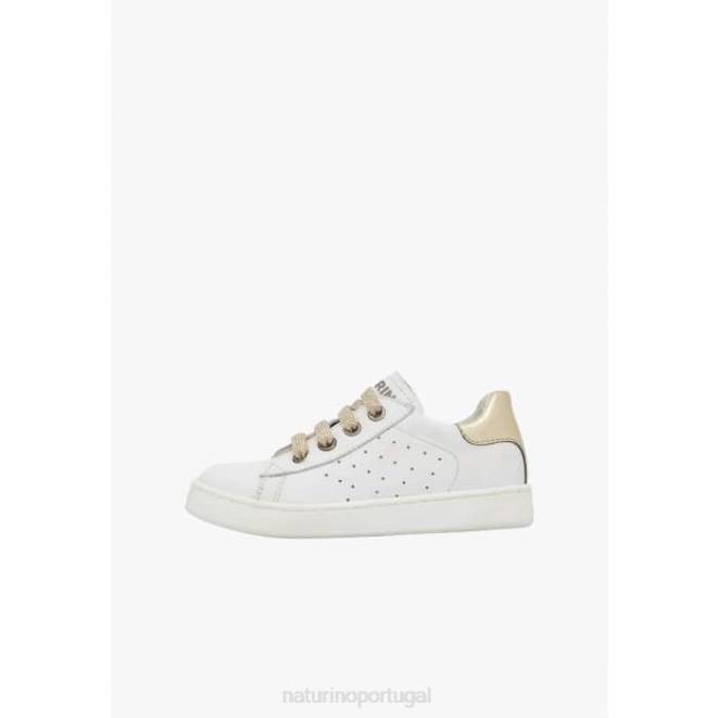 crianças Naturino platina branca hassel 2 zip. tênis de couro HTF8406