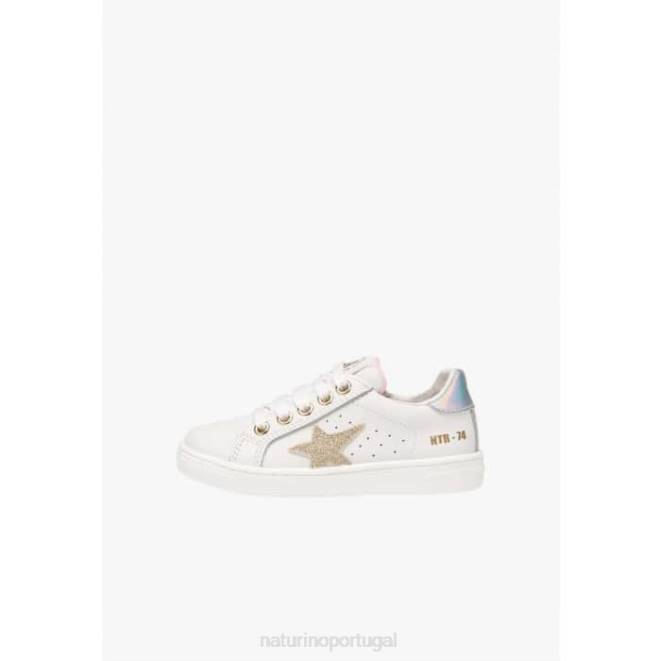 crianças Naturino platina branca pin zip. tênis de couro HTF8397