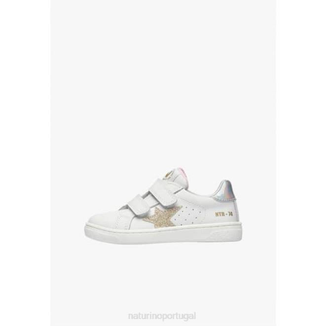 crianças Naturino platina branca pino vl. tênis de couro HTF8464