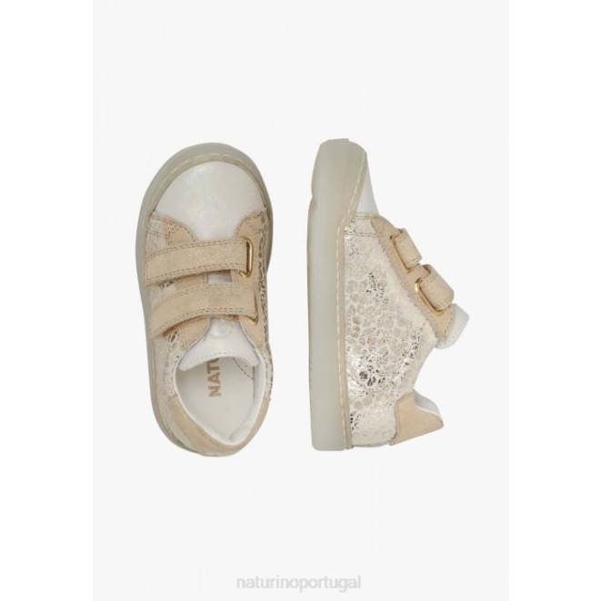 crianças Naturino platina eindhoven vl tênis de couro e camurça HTF8399