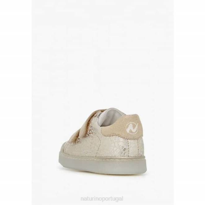 crianças Naturino platina eindhoven vl tênis de couro e camurça HTF8399
