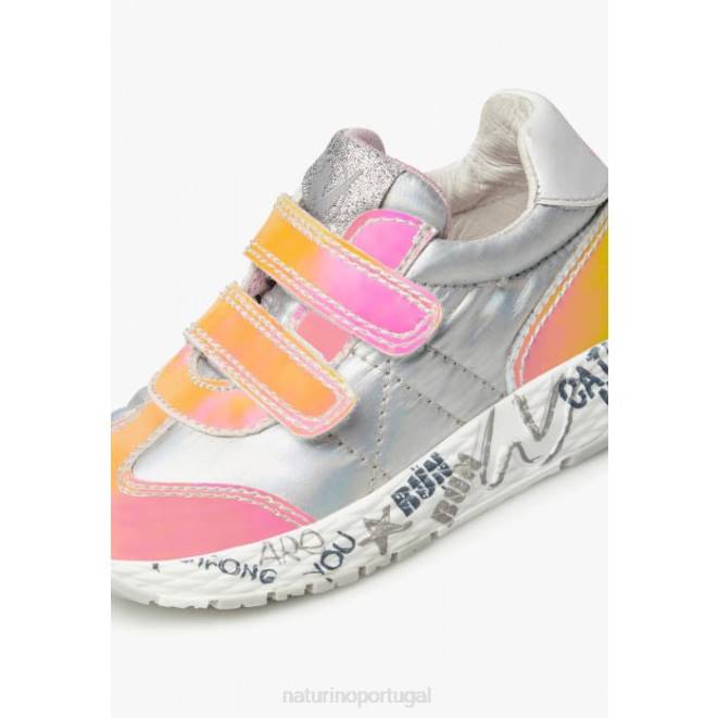 crianças Naturino prata jesko vl. tênis de couro e tecido técnico HTF8516
