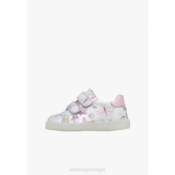 crianças Naturino prata obrigado vl tênis de couro com estampa de borboleta HTF8417