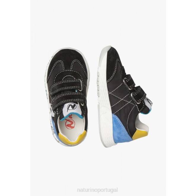 crianças Naturino preto jesko vl. tênis camurça e tecido técnico HTF8425