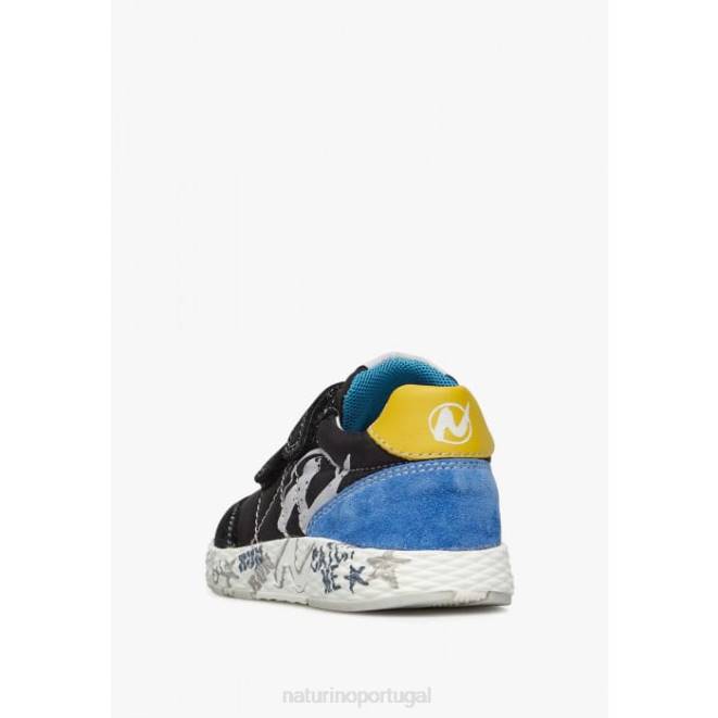 crianças Naturino preto jesko vl. tênis camurça e tecido técnico HTF8425