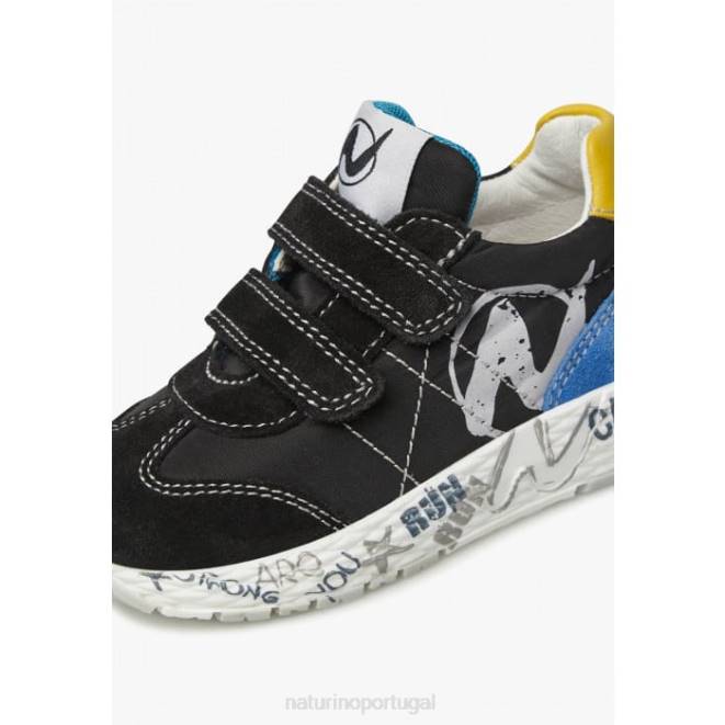 crianças Naturino preto jesko vl. tênis camurça e tecido técnico HTF8425