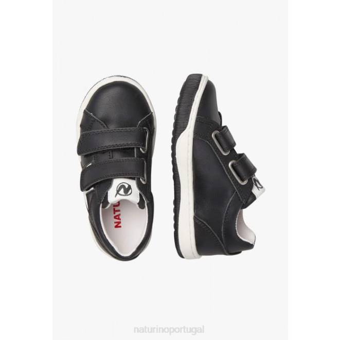 crianças Naturino preto mente vl. tênis couro perfurado com estrela HTF8361