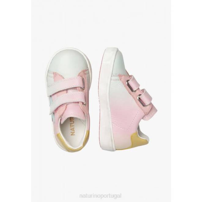 crianças Naturino rosa annie vl tênis de couro com patch de estrela HTF8364