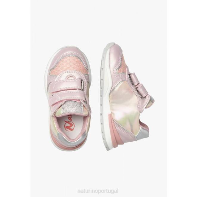 crianças Naturino rosa argal vl tênis de couro e tecido HTF8445