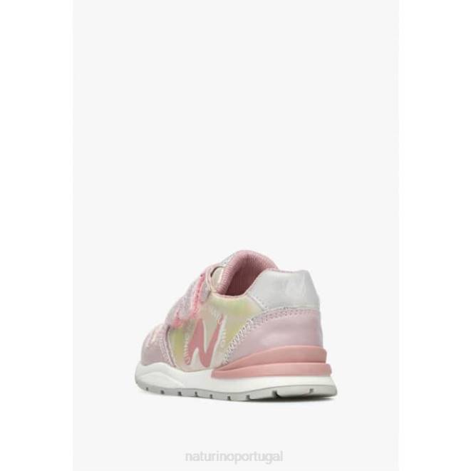 crianças Naturino rosa argal vl tênis de couro e tecido HTF8445