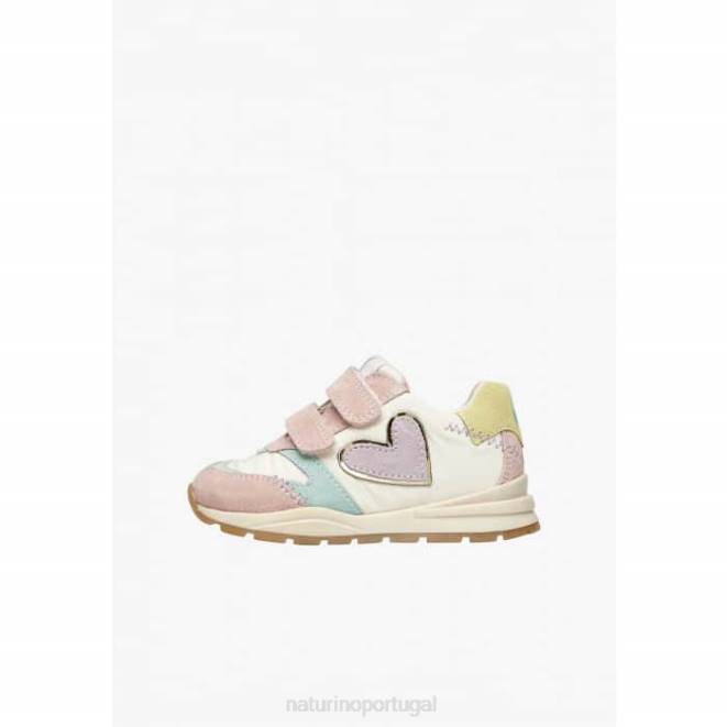 crianças Naturino rosa-branco quelly vl tênis camurça e tecido HTF8412