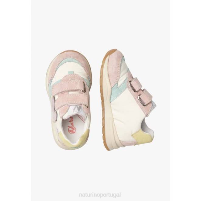 crianças Naturino rosa-branco quelly vl tênis camurça e tecido HTF8412