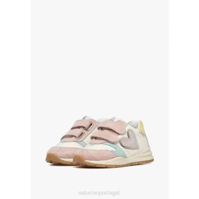 crianças Naturino rosa-branco quelly vl tênis camurça e tecido HTF8412
