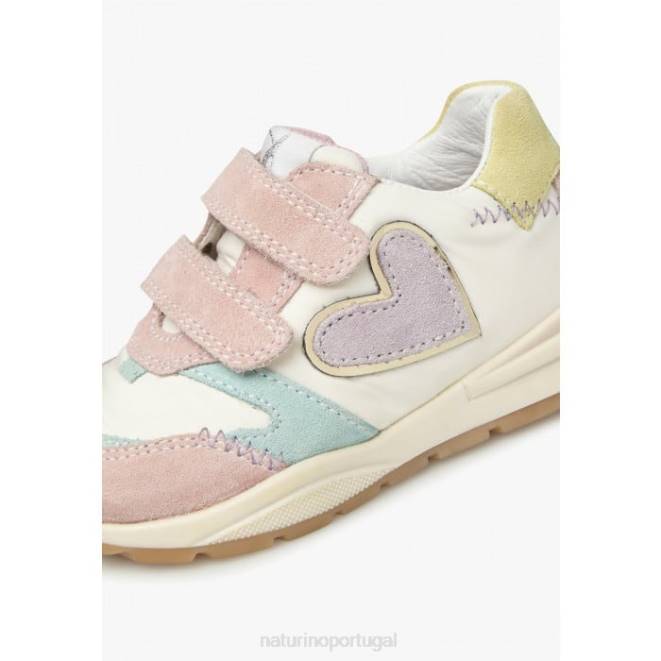 crianças Naturino rosa-branco quelly vl tênis camurça e tecido HTF8412
